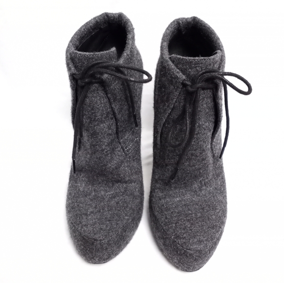 ALEXANDER WANG Charcoal Gray Wool Platform Ankle Boots - Picture 10 of 10